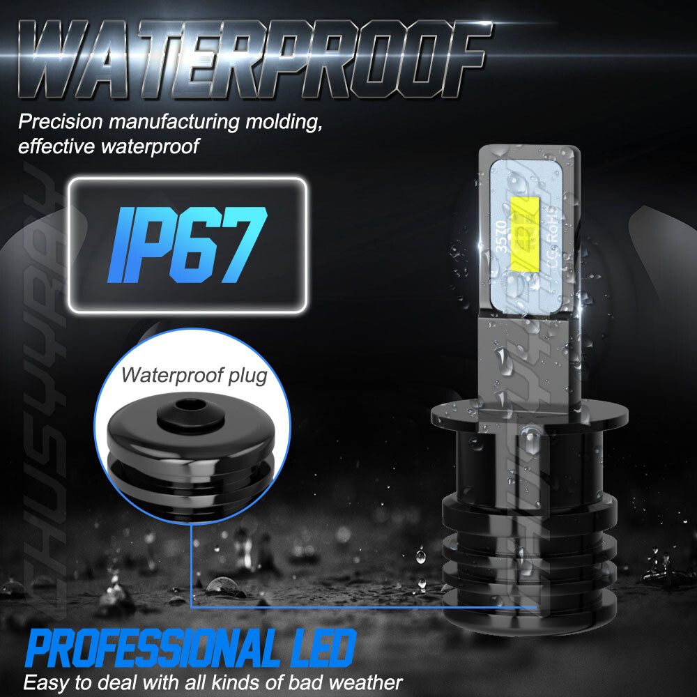 2X Upgrade H3 LED Headlight Fog Light Bulbs Kit Hi/Low Beam 100W 6000K 12V White