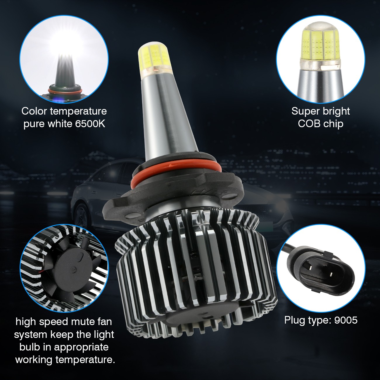 9005 HB3 LED Headlight Bulbs High Beam 360 Degrees for Ford Explorer 2012-2019