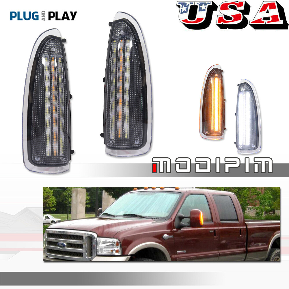 Clear Lens White/Amber LED Side Mirror Lamps For 03-07 Ford F250 F350 SuperDuty