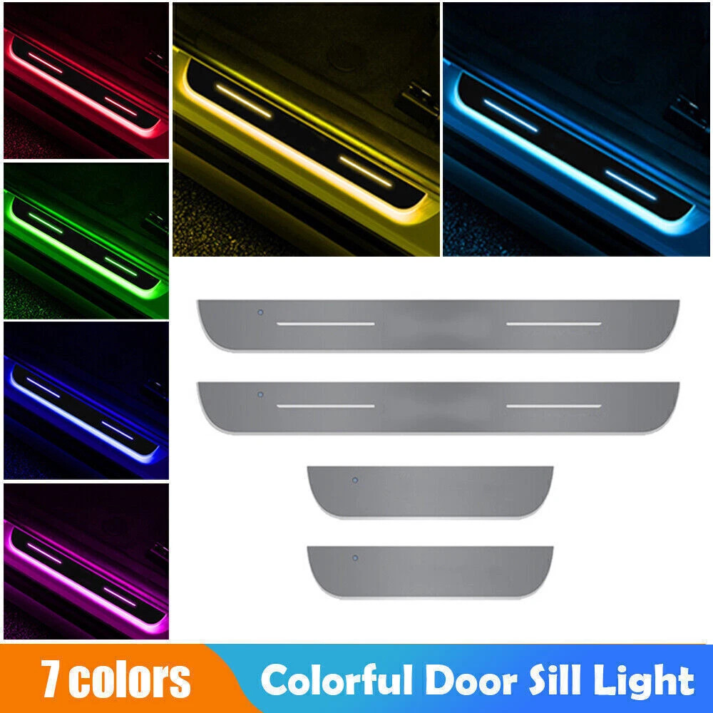 4xUniversal LED RGB Flowing Pedal Light Door Sill Pathway Welcome Scuff Light