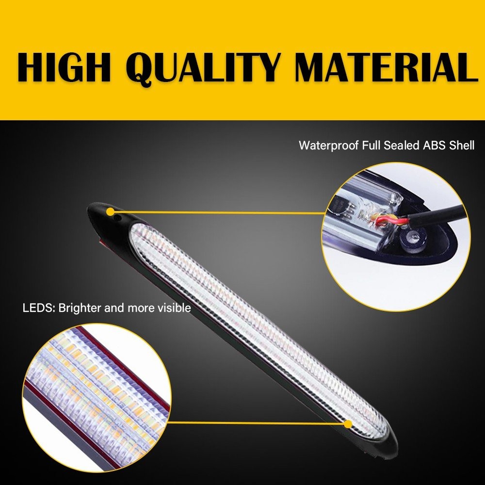 2x LED 9.3″ LED Switchback DRL Tube Light Strip Sequential Amber Flow Turn Signa