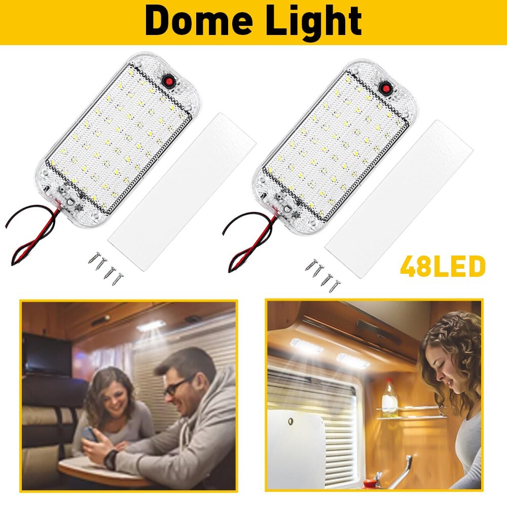 2x 48 LED 12V Car Interior Roof Light Ceiling Dome Lamp RV Camper Trailer Truck