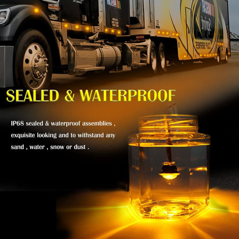 50X 3/4″ Round Amber LED Side Marker Light Truck Trailer Bullet Stainless Base