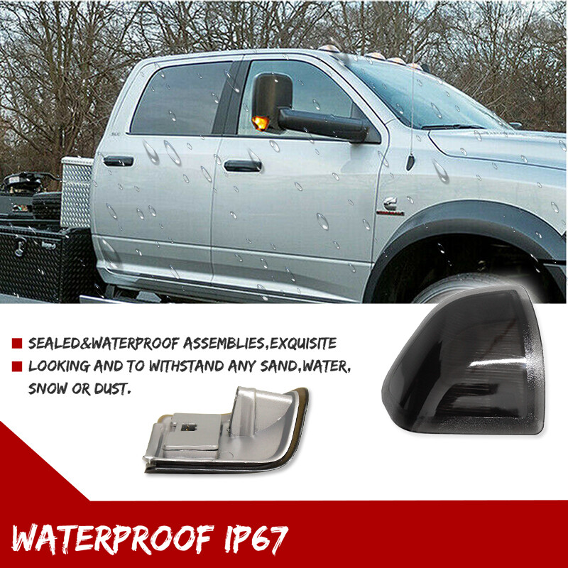 2x Amber LED Side Mirror Smoked Turn Signal Lights For 10-18 Dodge Ram 1500 2500