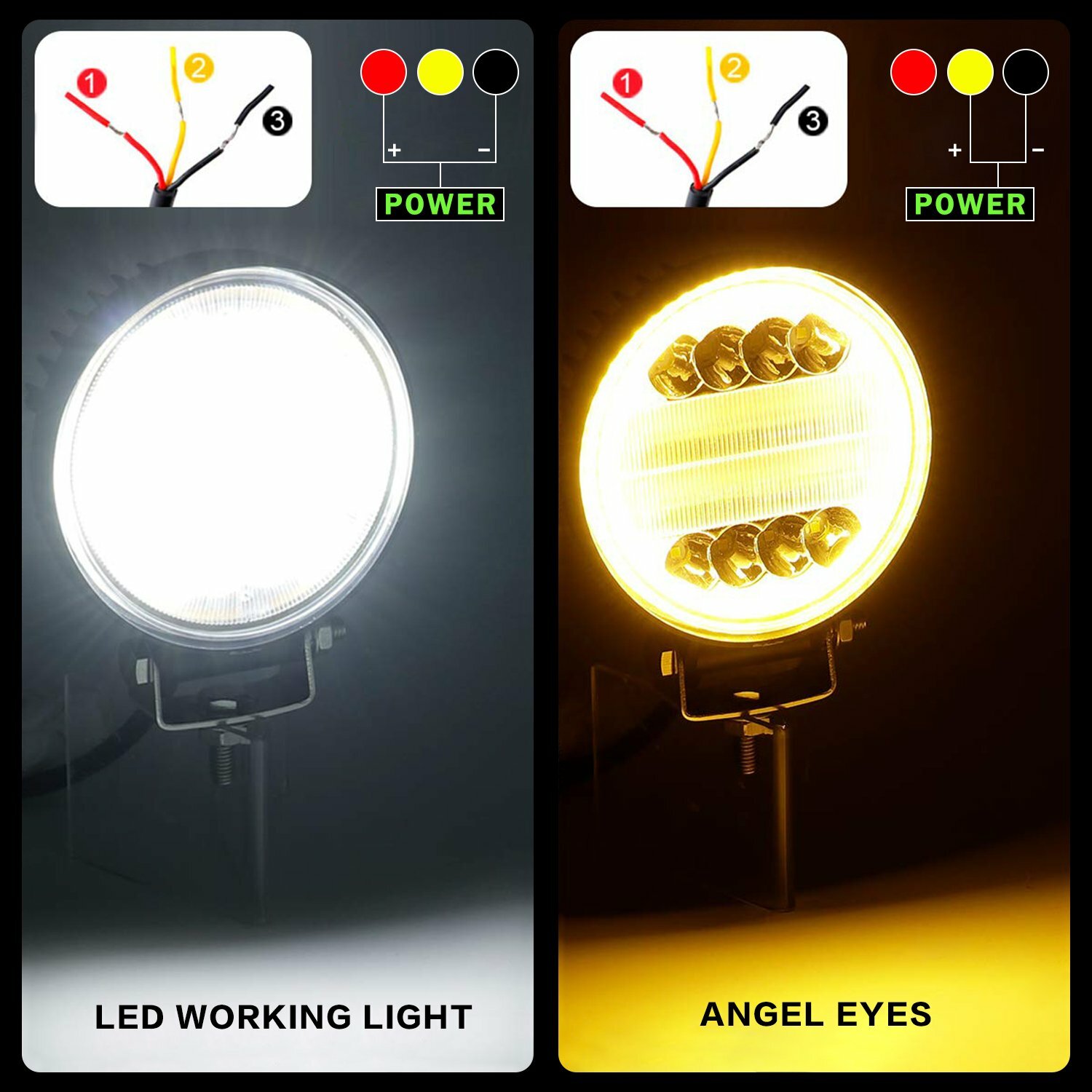 8x 5Inch 720W Round LED Work Light DRL Spot Flood Driving Fog Amber Lamp Offroad
