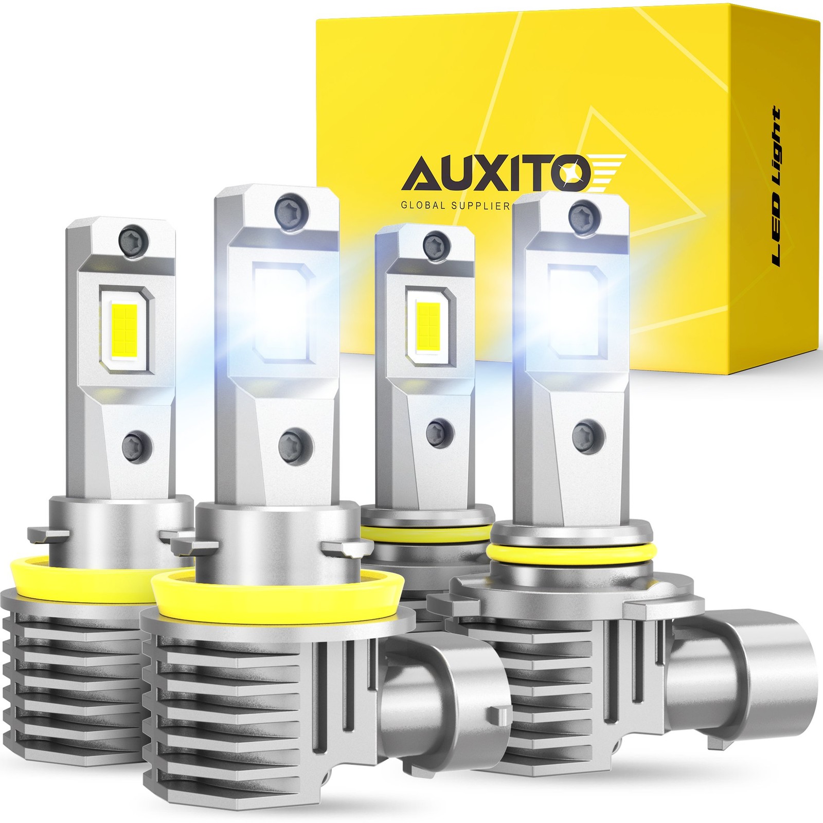 4-40X 9005 + H11 LED Headlight Replacement Light Bulbs 6500K Bright White AUXITO