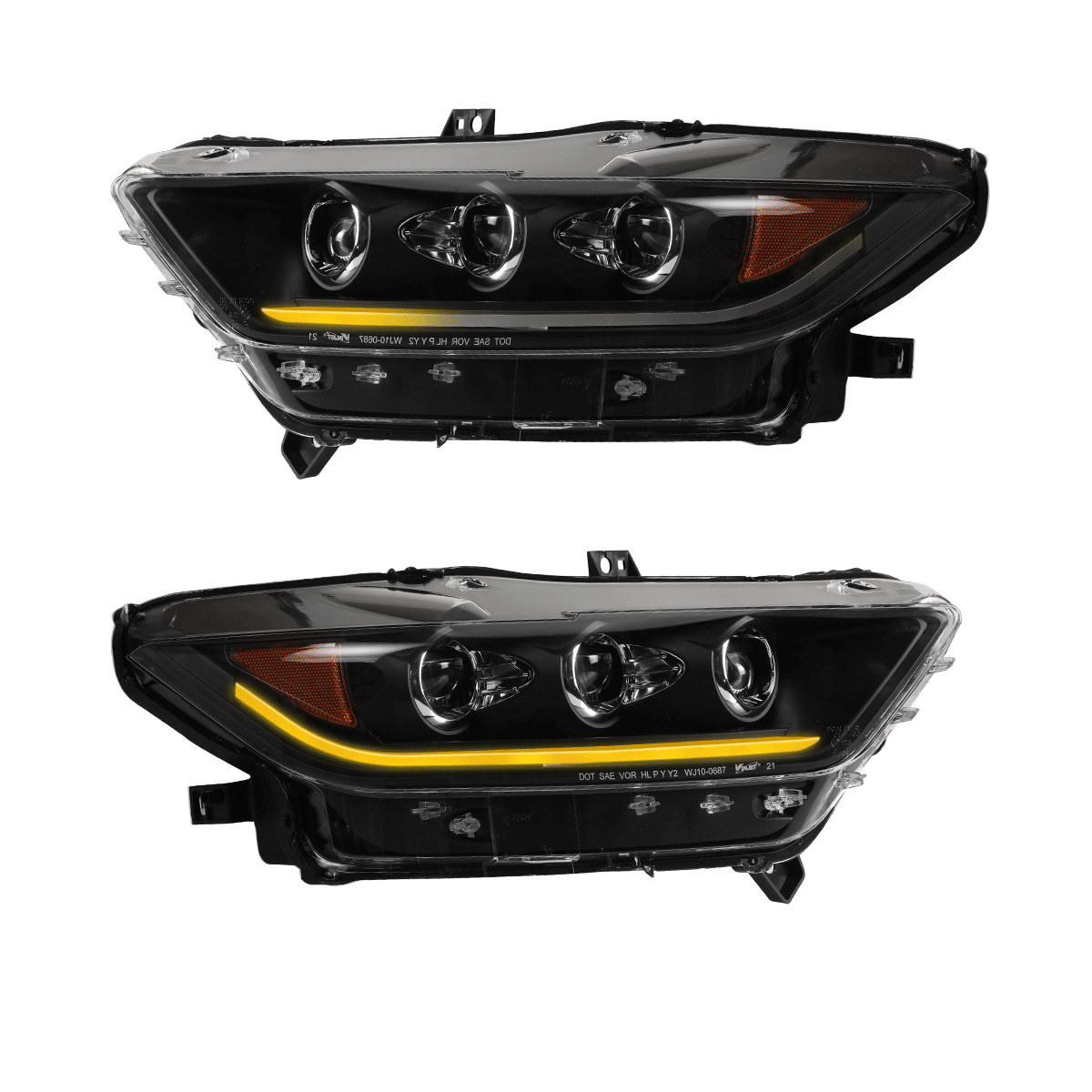 For 2015 2016 2017 Ford Mustang Headlights DRL LED Sequential Projector Headlamp
