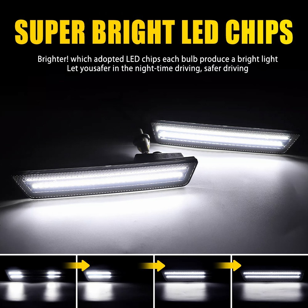Cold White LED Rear Side Bumper Marker Signal Lamps For Dodge 08-14 Challenger A