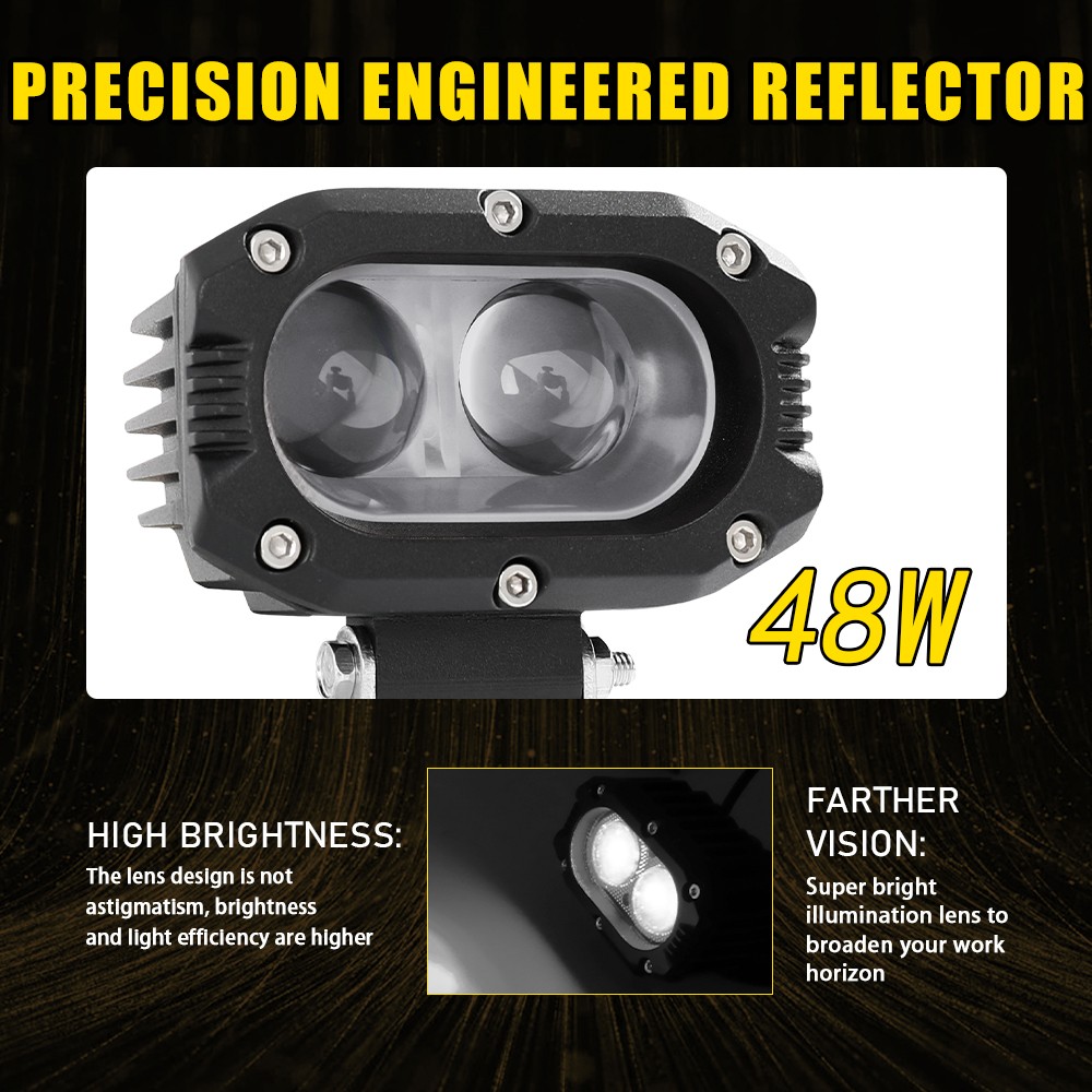 2X 4″ 48W Cube Pods LED Light Bar Driving Reverse Combo Offroad 4WD E-bike Motor