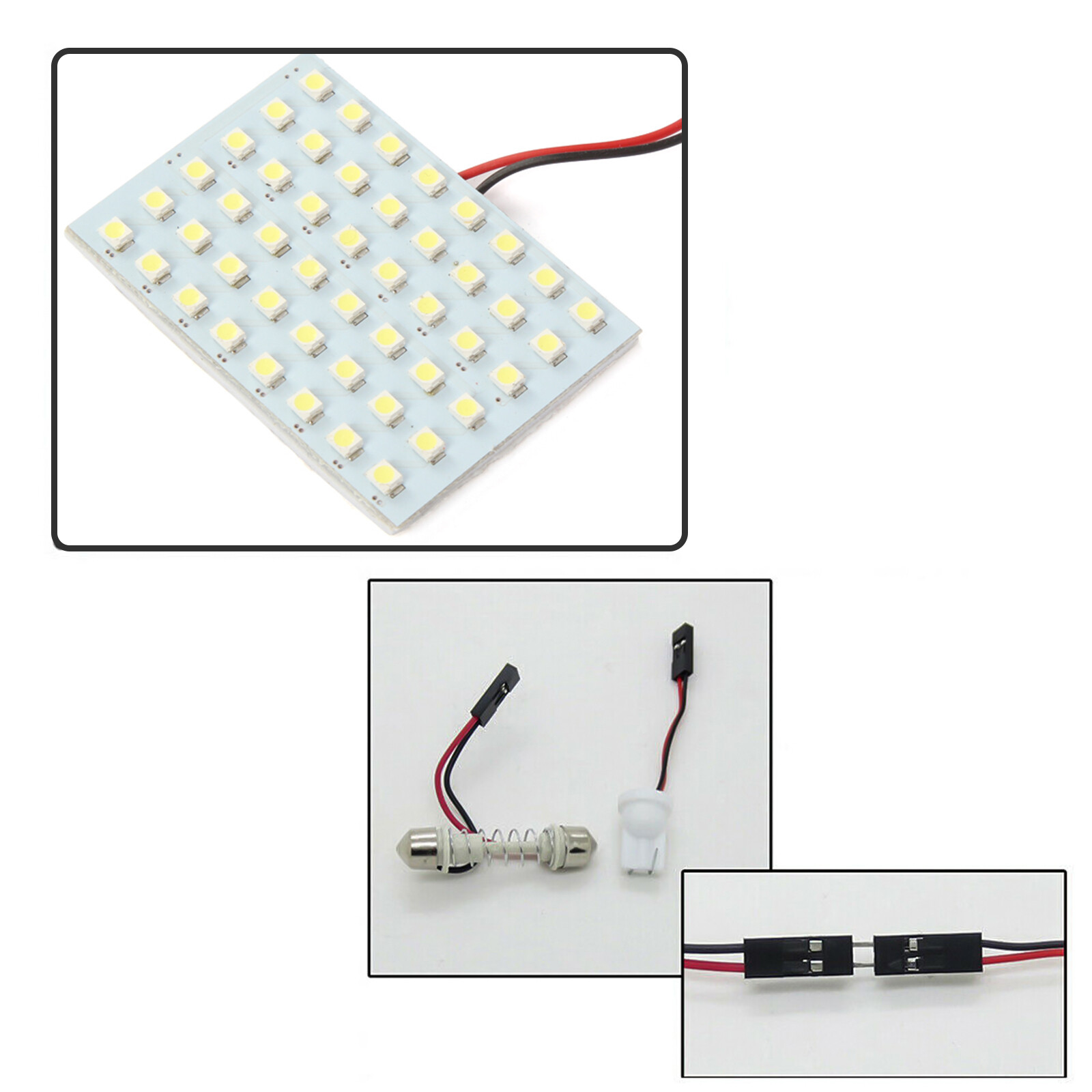 10X Car Festoon T10 BA9S White LED 48SMD Panel Interior Dome Map Light Bulbs 12V