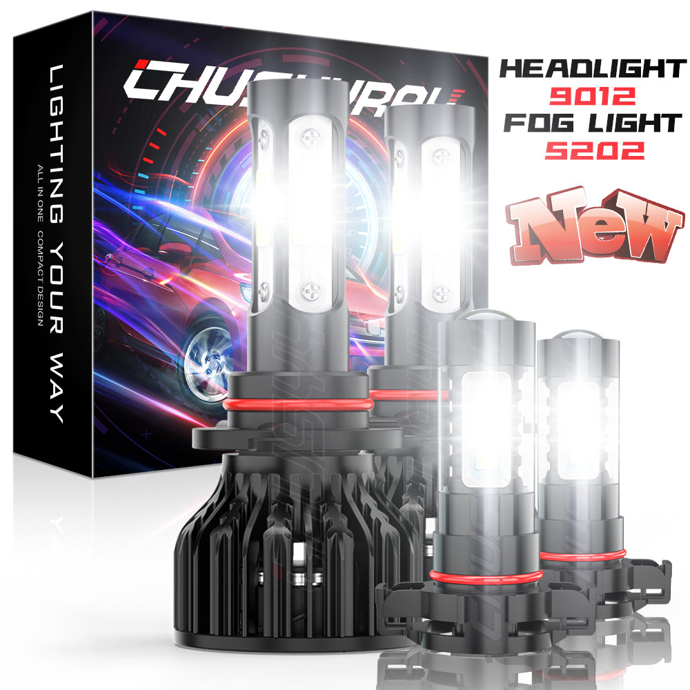For Jeep Cherokee 2014-2015 9012+H16/5202 LED Headlight + Fog Light Bulb Combo