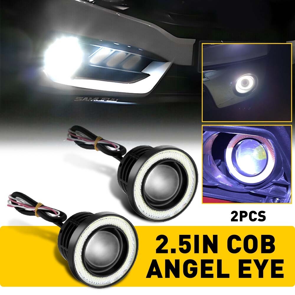1/2Pair 2.5″ COB COB LED Projector Car Angel Lights Eye DRL Halo Ring Drive Fog