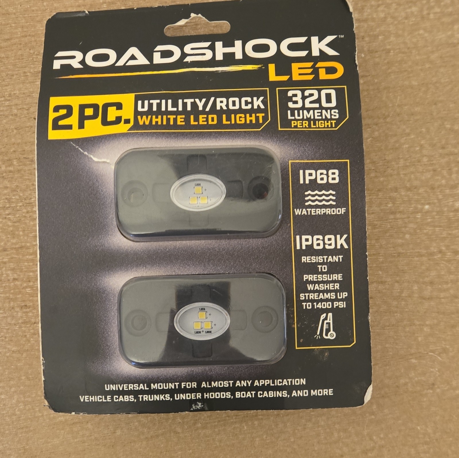 ROADSHOCK 12V Utility/Rock White LED Light 2 Pack aluminum housing