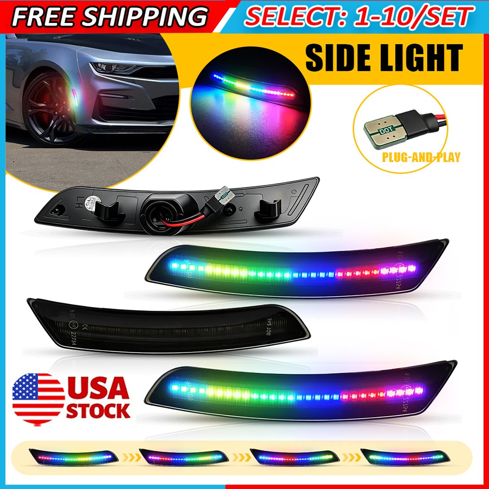 4-40x Front Rear Flowing LED Side Marker Light 23169181 For Chevy Camaro 2016-23