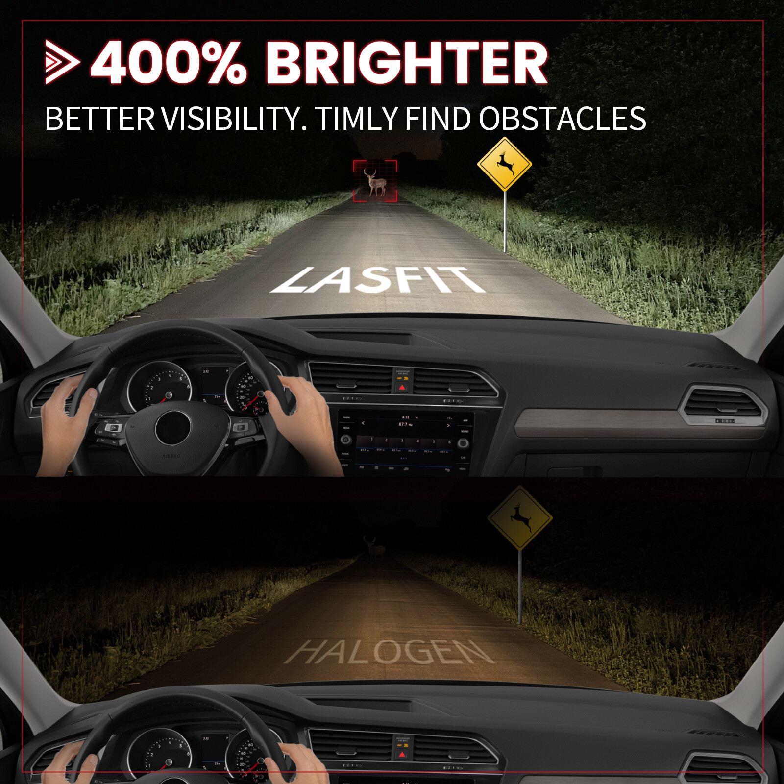 Custom for VW Tiguan 2018-2021 LED Headlight Bulbs Kit Lasfit H7 Clear White