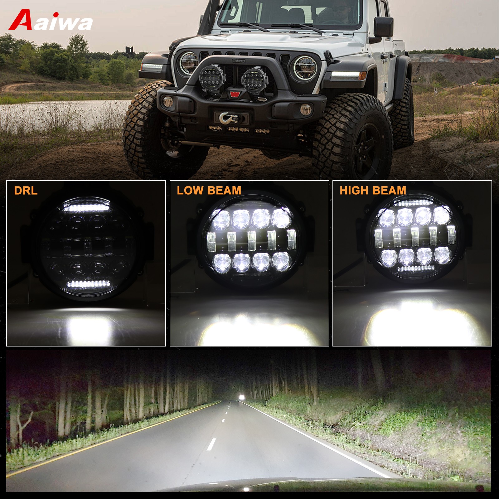 7″ Inch Round LED Work Light Bar Offroad Fog Driving Lamp Truck ATV UTV DRL Pods