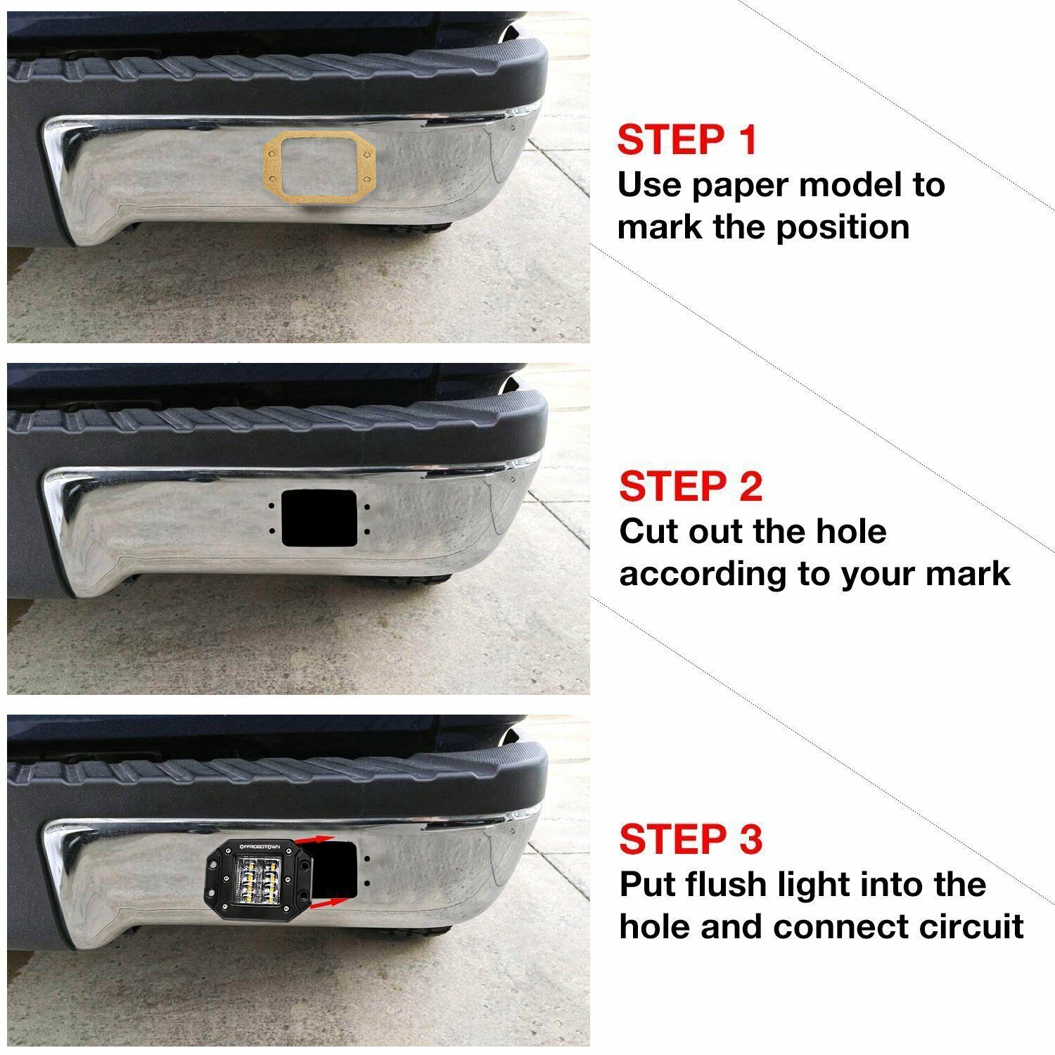For Ford F250 F350 F450 1999-2016 Rear Bumper 160W Flush Mount LED Pods Spot 2Pc