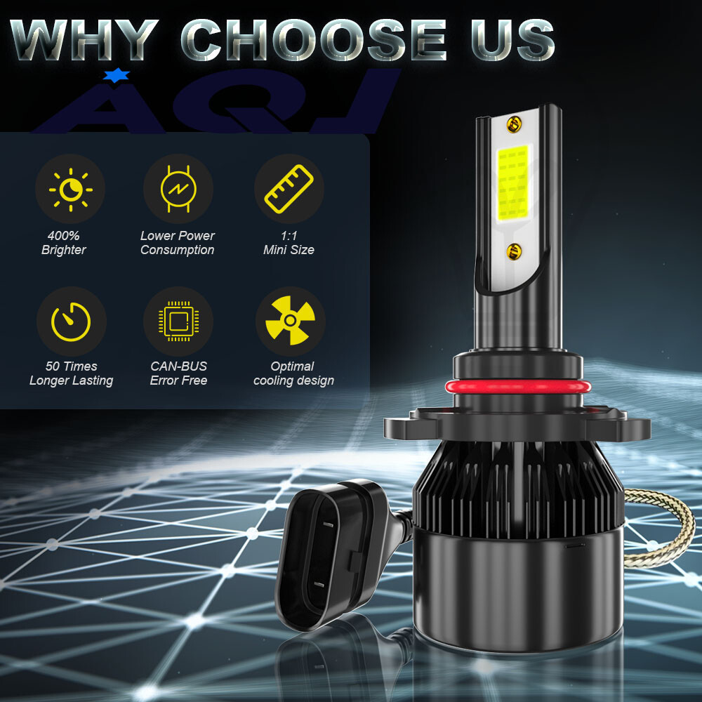 9005+9006 Combo LED Headlight 240W 60000LM High/Low Beam 8000K White 4 Bulbs Kit