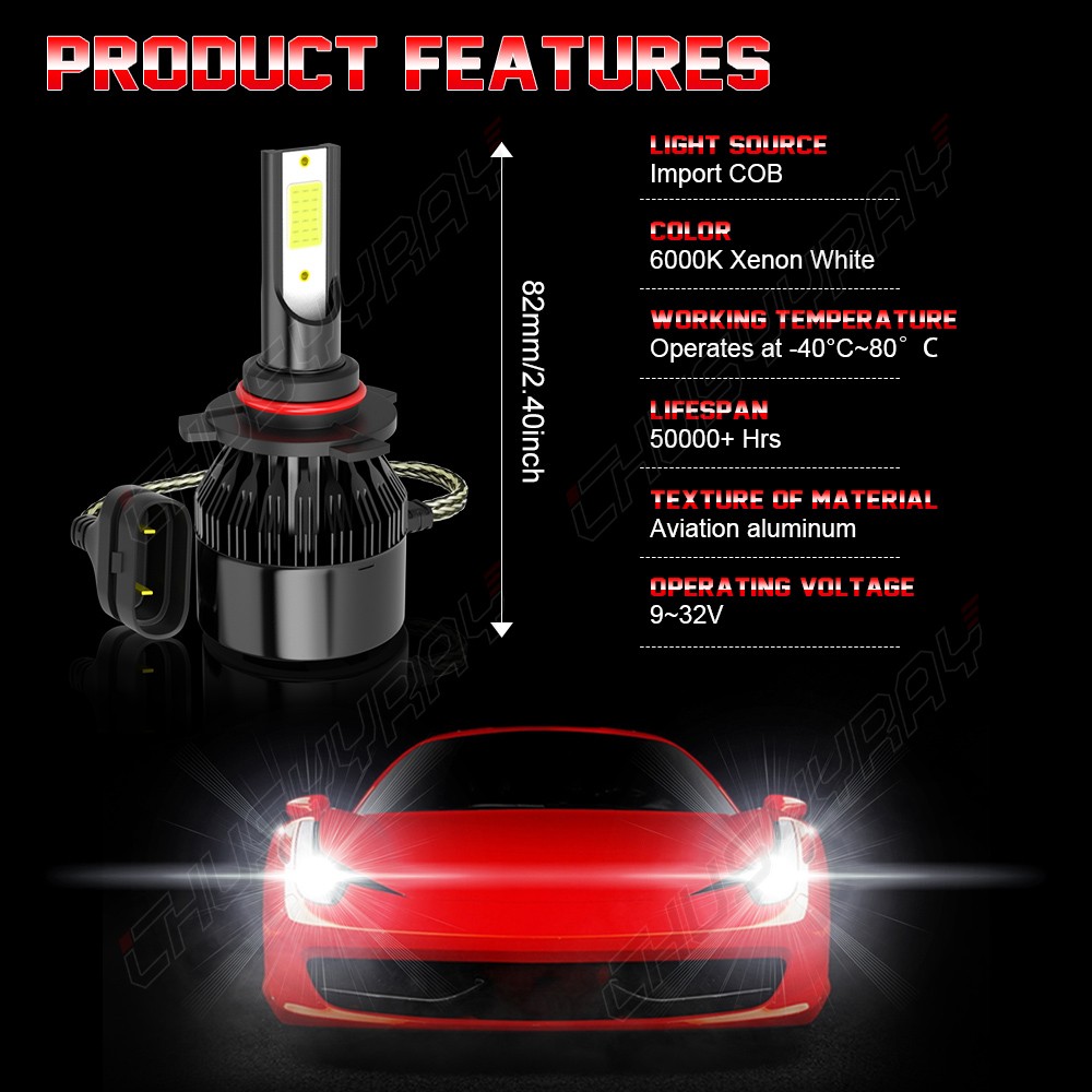 For Dodge Charger 2010 LED Headlight High Low Beam + Fog Light Bulbs 6000K/3000K