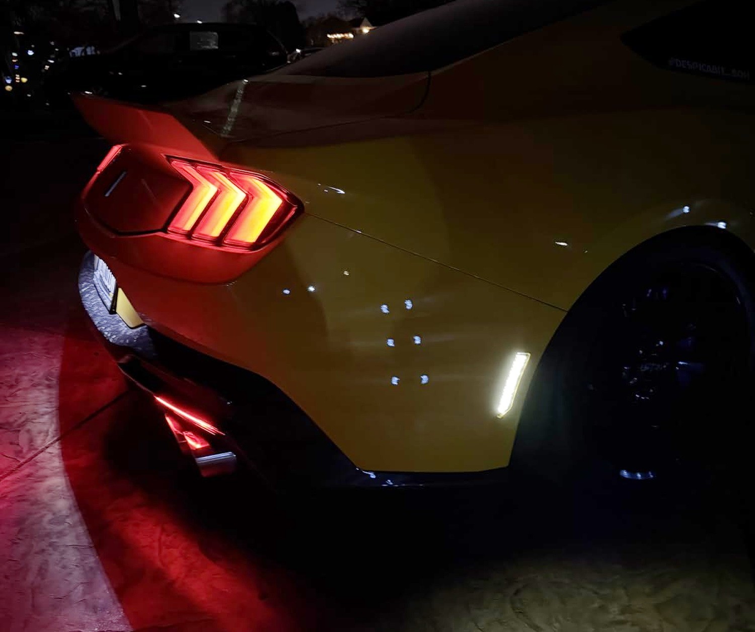 4pc Set Smoke Lens All White Full Strip LED Side Markers For Ford 2024+ Mustang