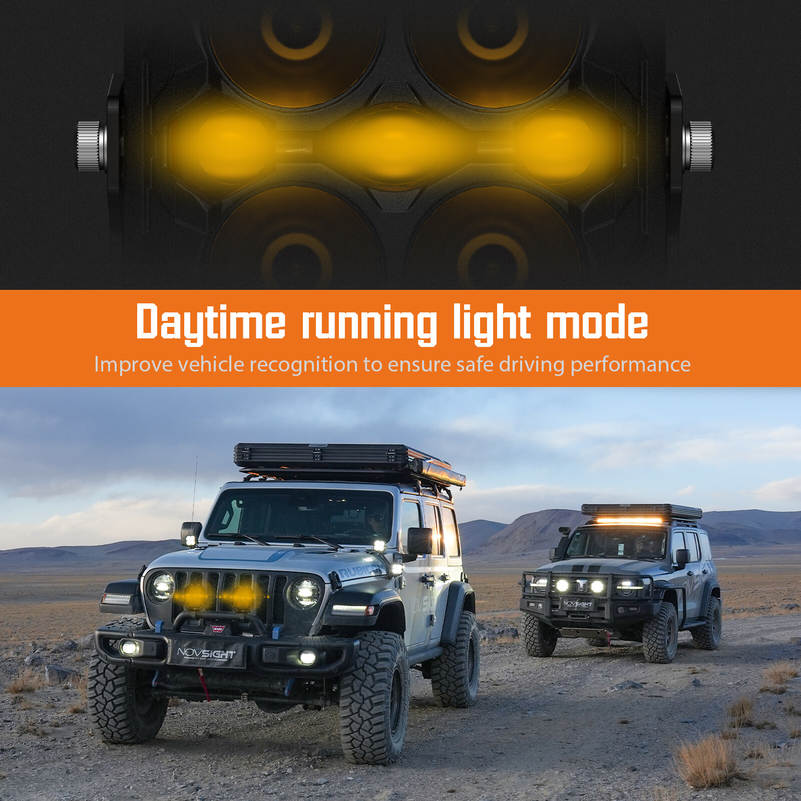 NOVSIGHT 2x 6“ LED Off Road Lights Driving Pod Flood Spot Beam for Jeep Pickup