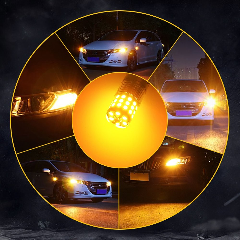 2PCS 7440 Amber Yellow Turn LED Signal Lights Bulbs Canbus Anti Hyperflash Bulb