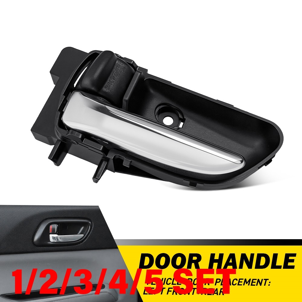 Left Inner Door Handle For Subaru Forester 2003-2008 Black w/Chrome Lever 1-5SET