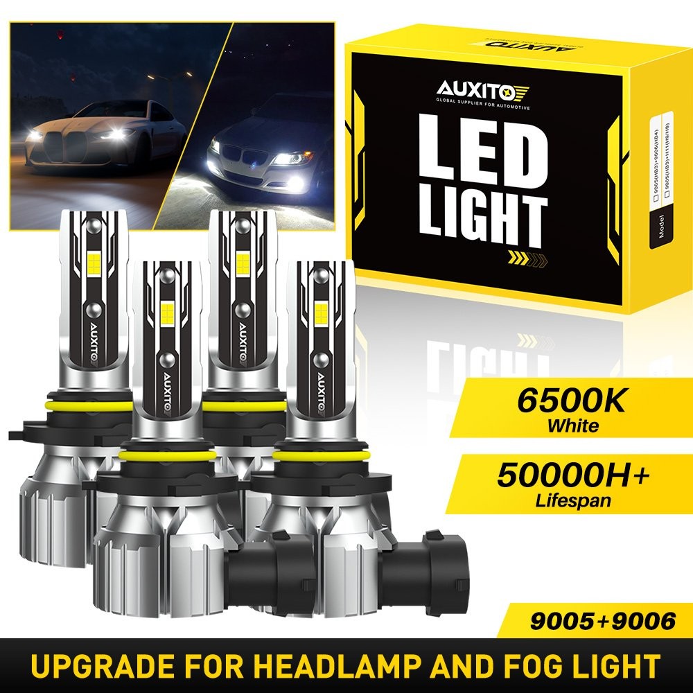 AUXITO 9005 9006 LED Headlight Bulbs Kit Hi Low Beam 100000LM 6500K White 4-10 X