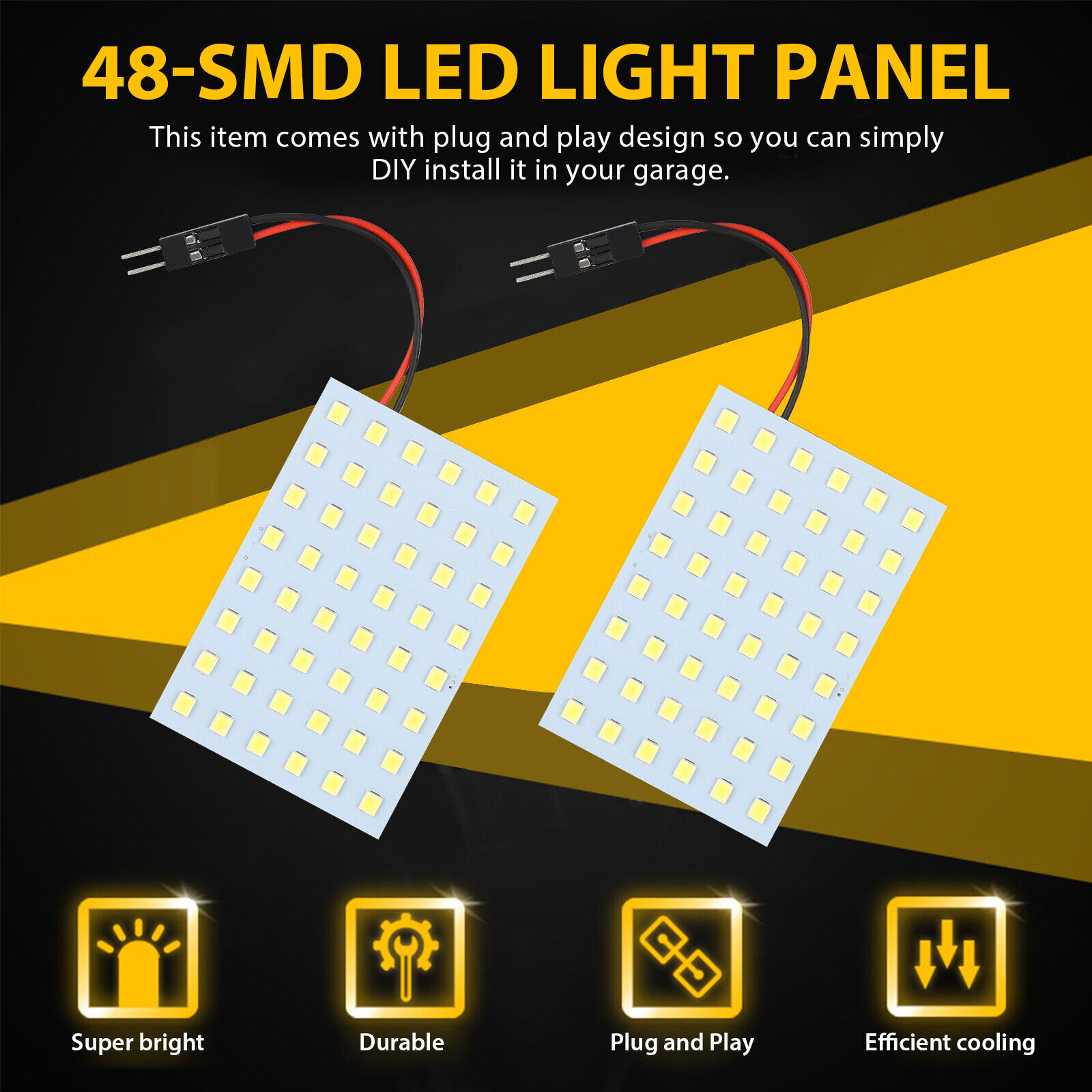 10X Car Festoon T10 BA9S White LED 48SMD Panel Interior Dome Map Light Bulbs 12V