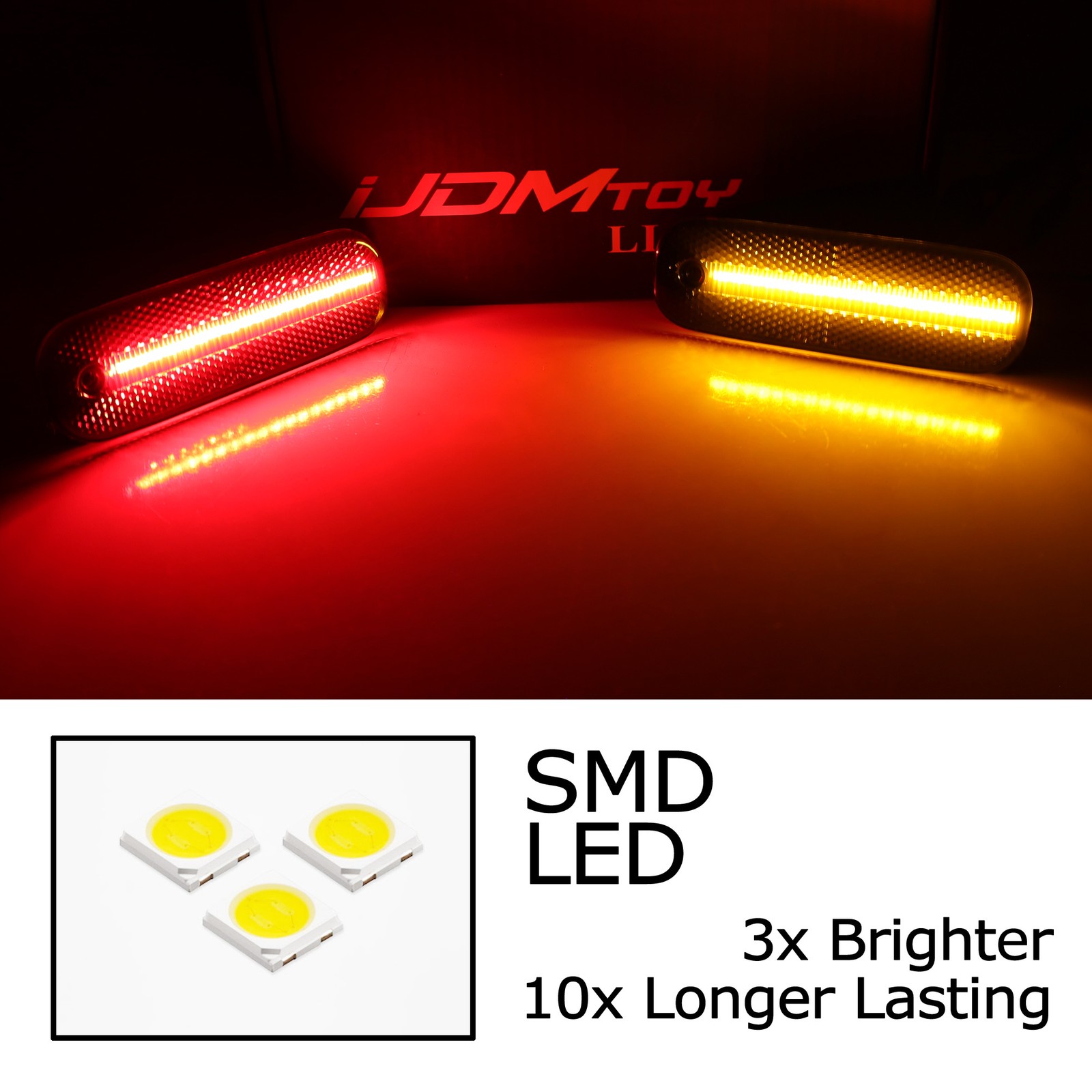 4pc Smoked Lens Amber & Red Full LED Strip Side Marker Lights For Infiniti G20