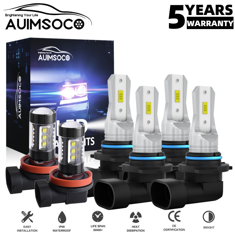 For Honda Civic 2006-2015 Sedan 4-Door White LED Headlight + Fog Light Bulbs Kit