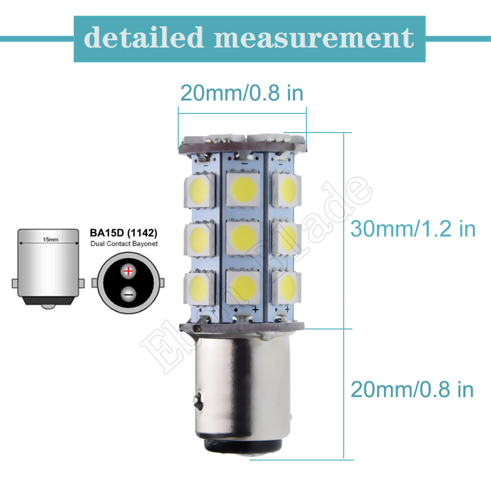 2x 12V BA15D LED LIGHT GLOBE WHITE 27 SMD 5050 Caravan Car Auto Indicator Signal