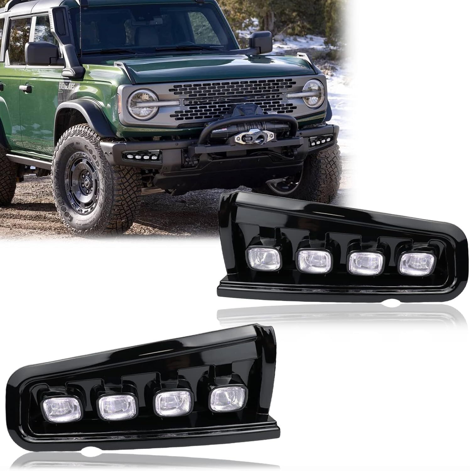 For Ford Bronco Raptor 2021-2023 LED DRL Daytime Running Fog Light w Turn Signal