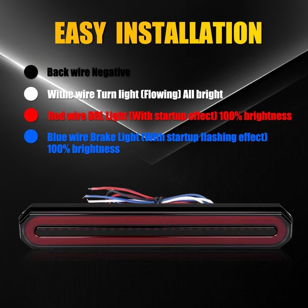 2x 9″ Red/Amber Oval LED Truck Trailer Flowing DRL Stop Turn Tail Brake Lights