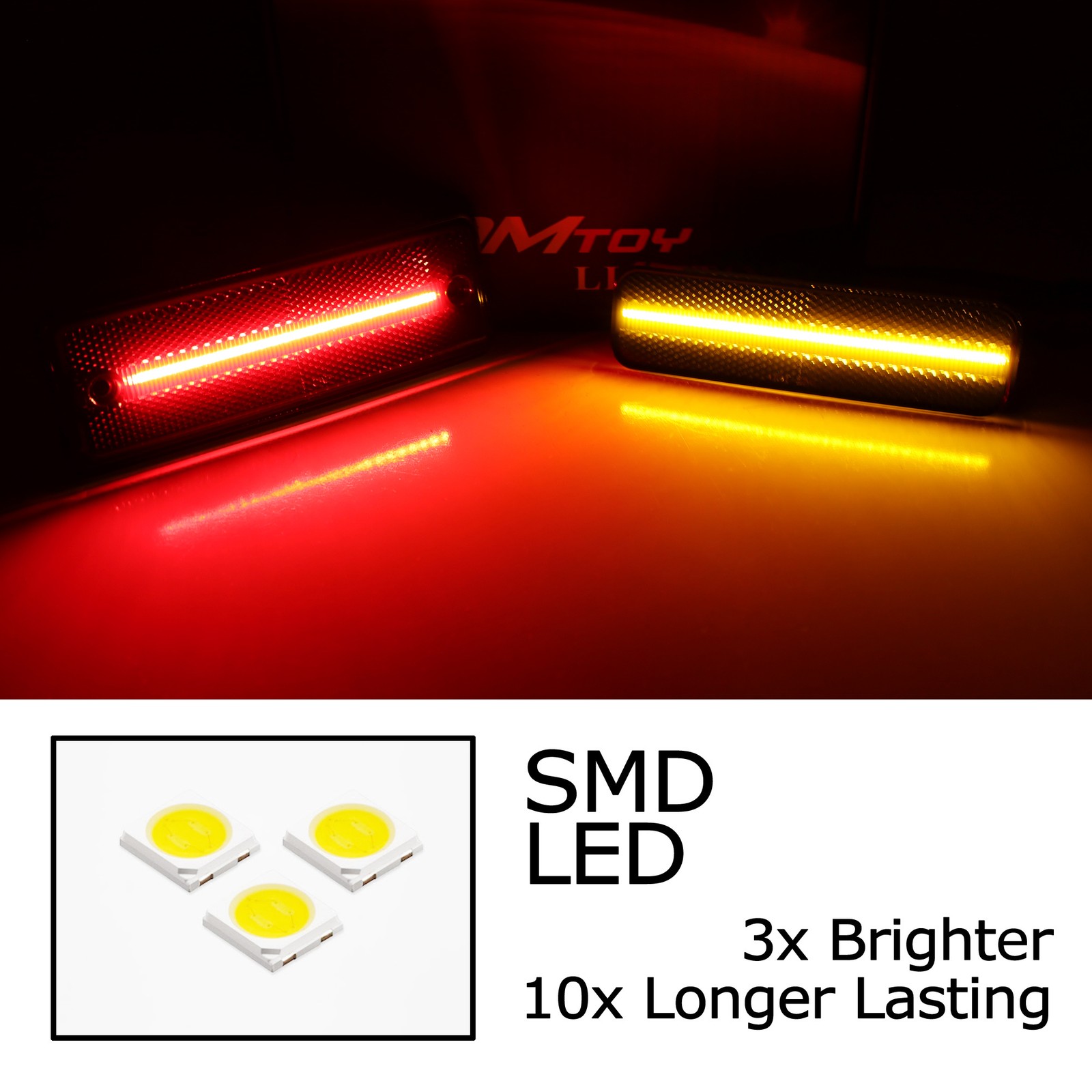 4pc Set Smoke Lens Amber/Red Full LED Side Marker Lights For El Camino/Caballero
