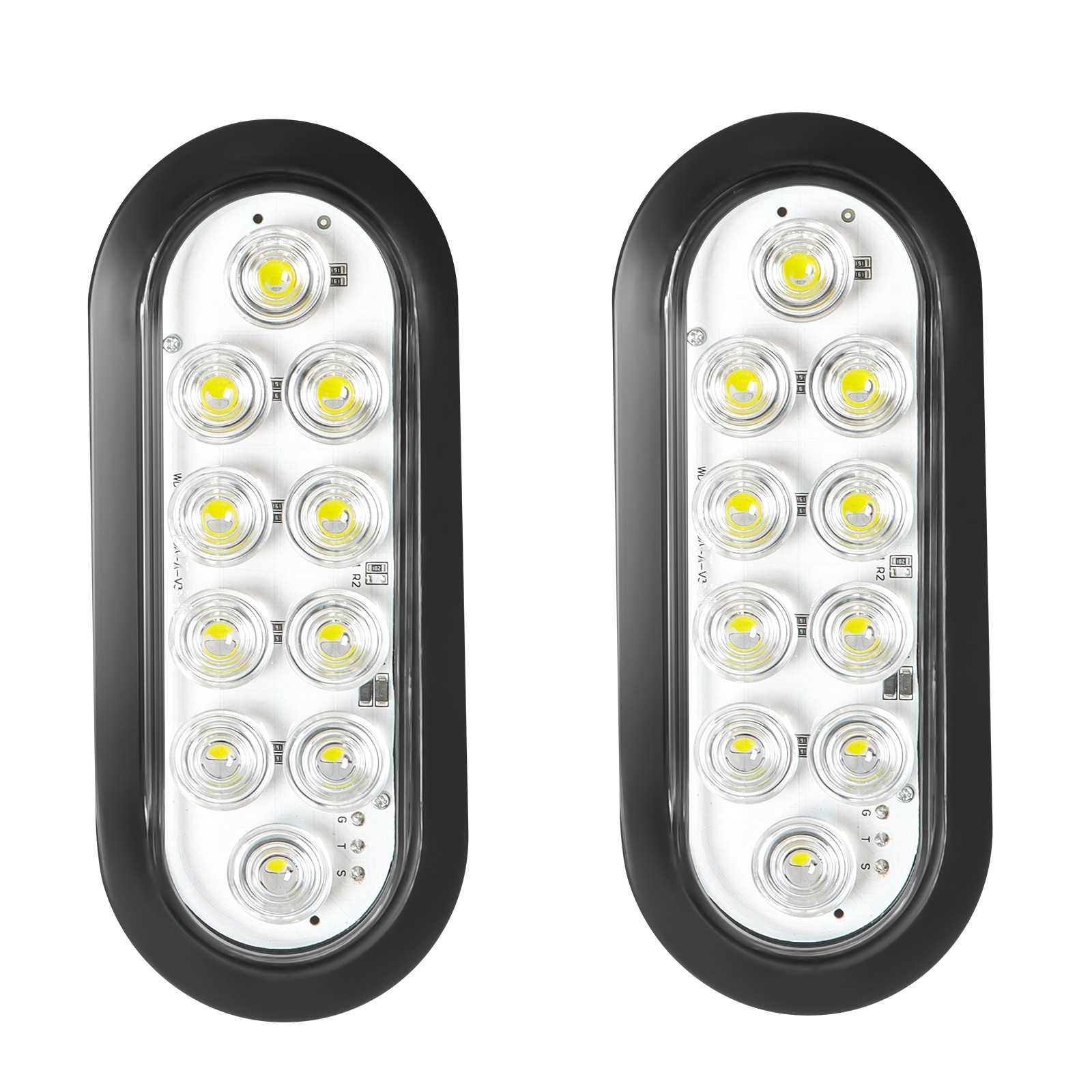 10x White 6″ Oval Trailer Lights 10 LED Stop Turn Tail Truck Sealed Grommet Plug