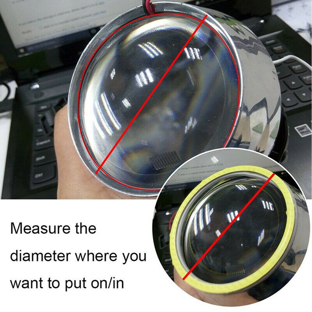 12V LED DRL Fog Headlights COB Angel Eyes Halo Ring White Light 70MM Car Auto