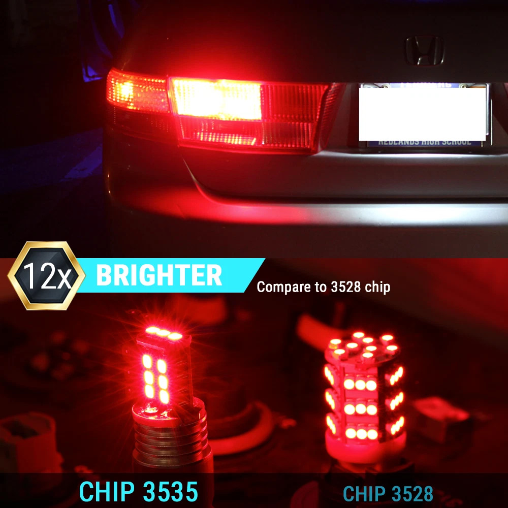 4PCS 7443 7440 LED Red Strobe Flash Blinking Brake Stop Tail Parking Light Bulbs