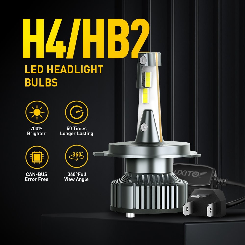 AUXITO 2X H4/9003/HB2 LED Bulbs M6 Series Dual Hi/Low Xenon White 6500K 32000LM