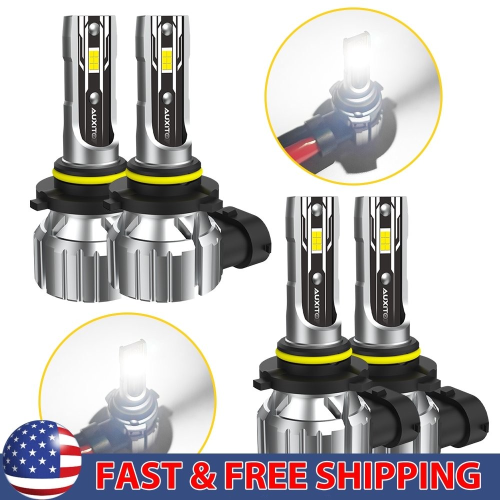 AUXITO Combo 9005 + LED 9006 Headlight Bulbs High Low Beam White 80000LM 2/4X