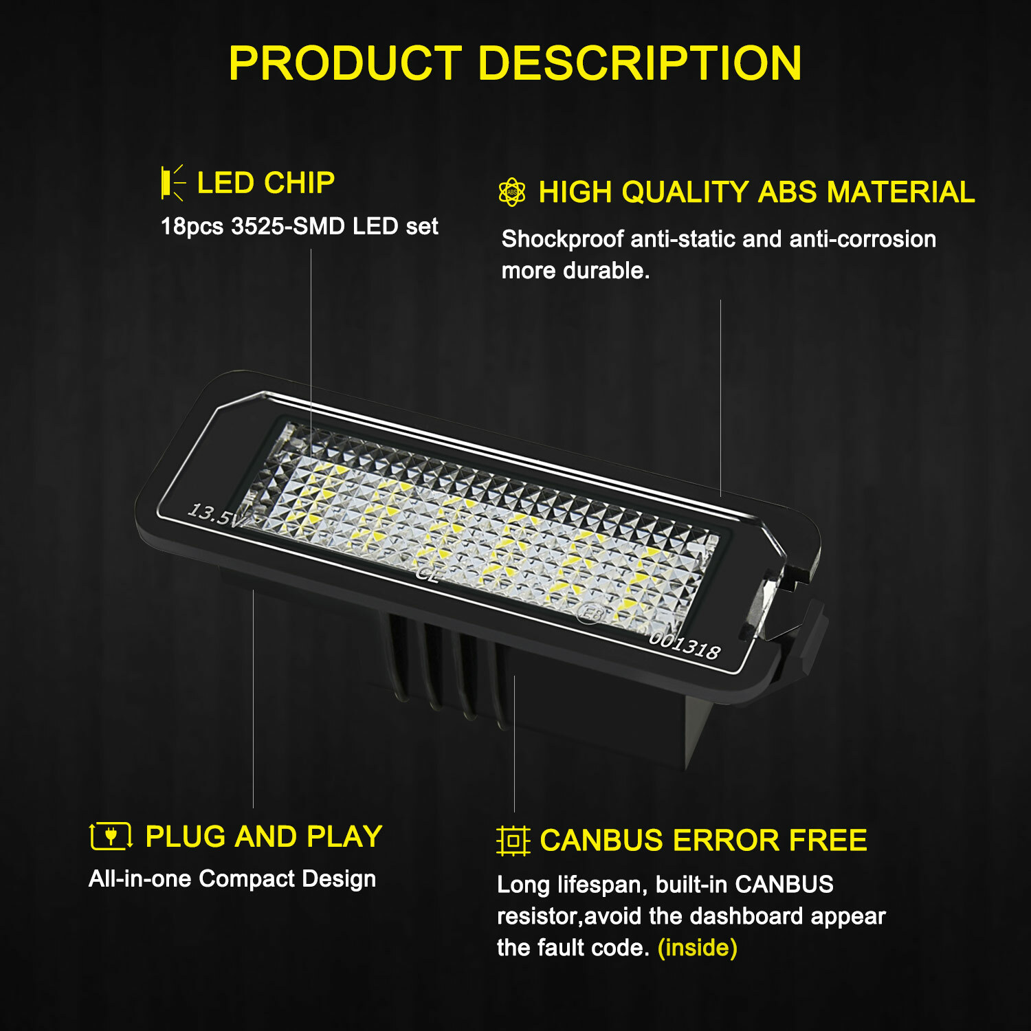 2X LED License Plate Light for VW GOLF EOS LUPO POLO SCIROCCO Super White Canbus