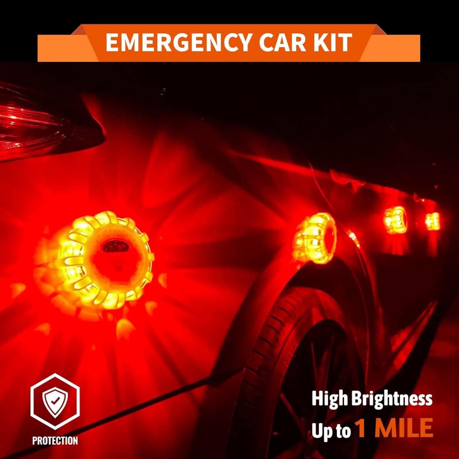 15 LED Safety Beacon Road Flare with SOS and 9 Flashing Modes for Vehicles