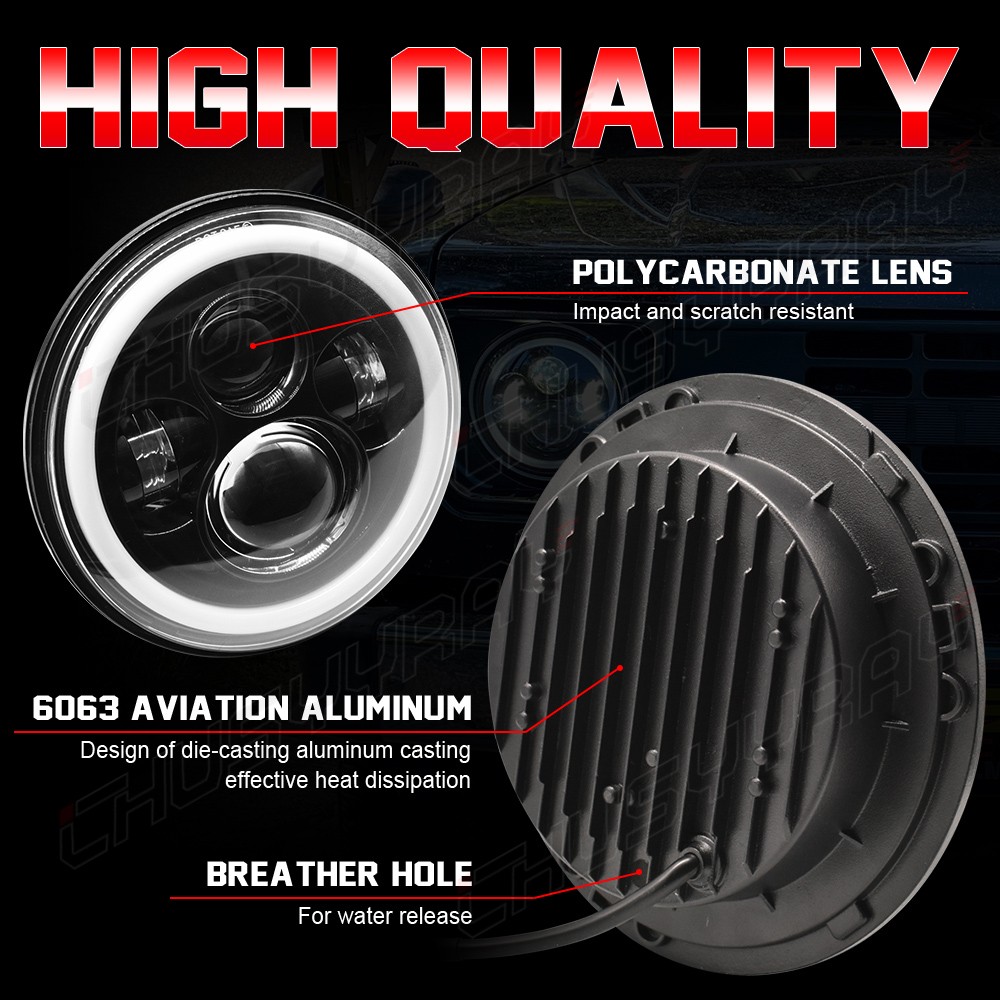 Fit Chevrolet Nova 1969-1978 Pair 7″ Round LED Headlights Hi/Lo Turn signal Beam