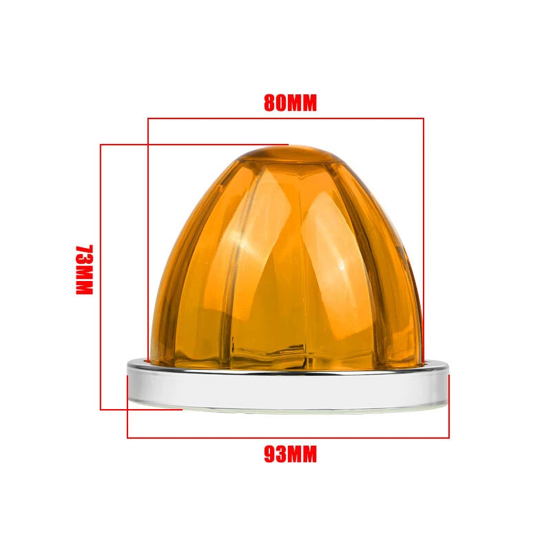 2x Amber LED Watermelon Lights Side Marker Truck Trailer Turn Signal Light 12V