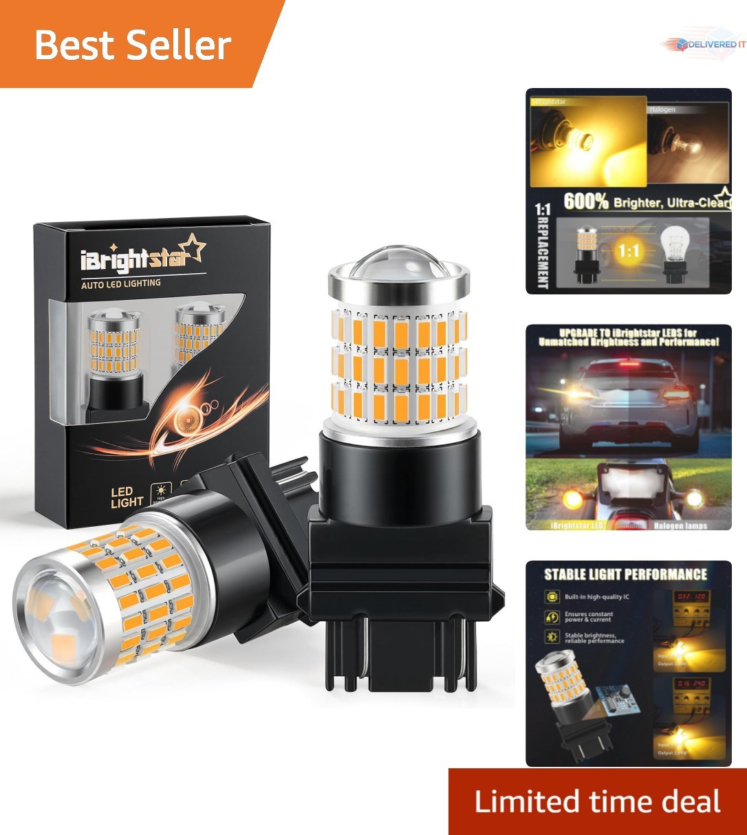 LED Turn Signal Bulbs Amber Set of 2 Super Bright for Vehicle Blinker Lights