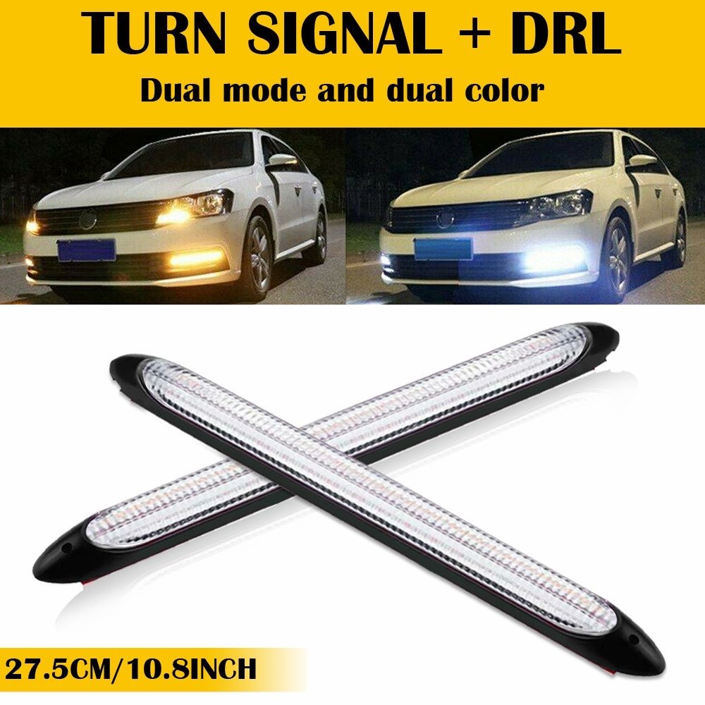 11 Sequential DRL LED Headlight Strip Light Daytime Running Signal Lamp 2pcs