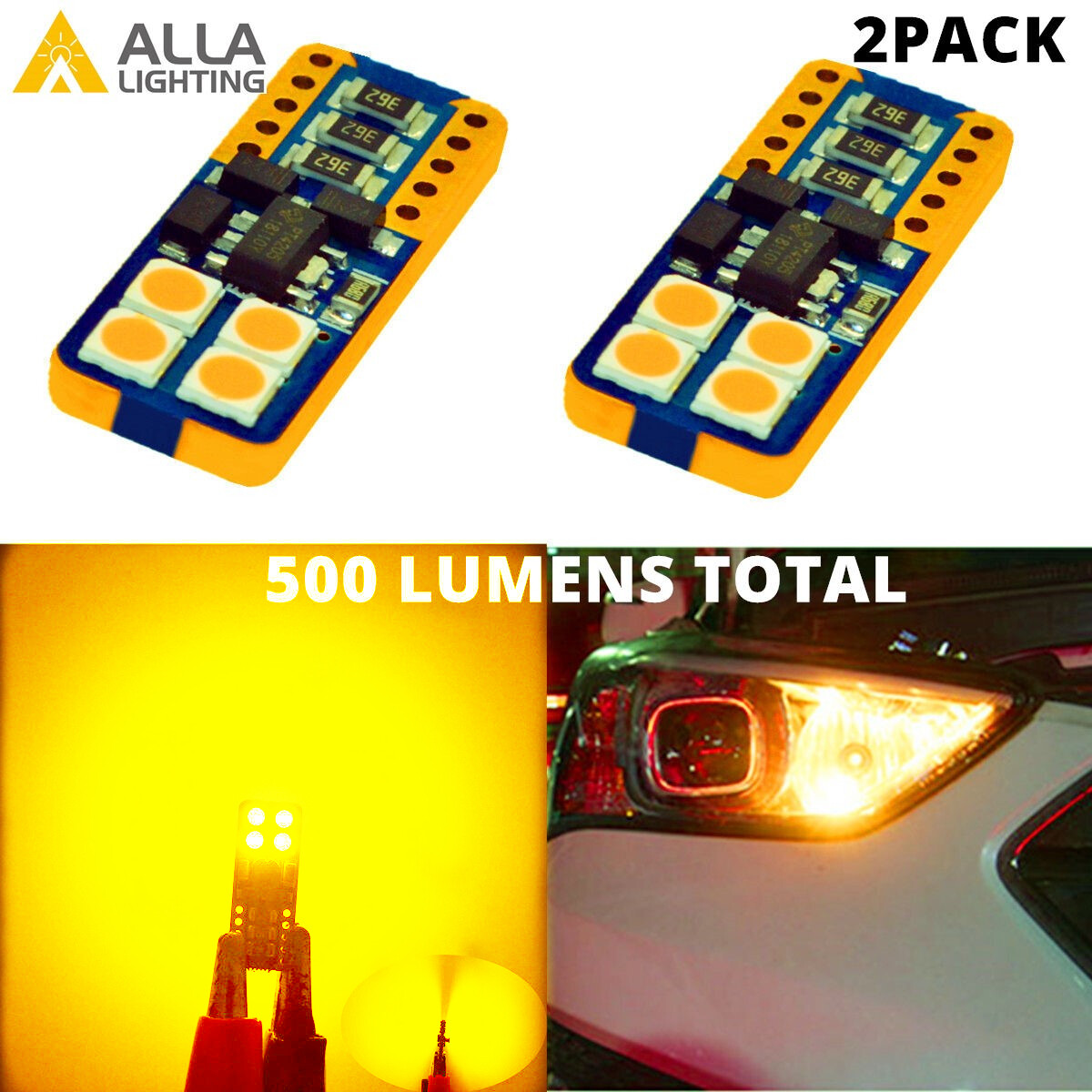 LED Amber Yellow Front Side Marker Light Bulbs Side Blinker Lamp, Short & Fit