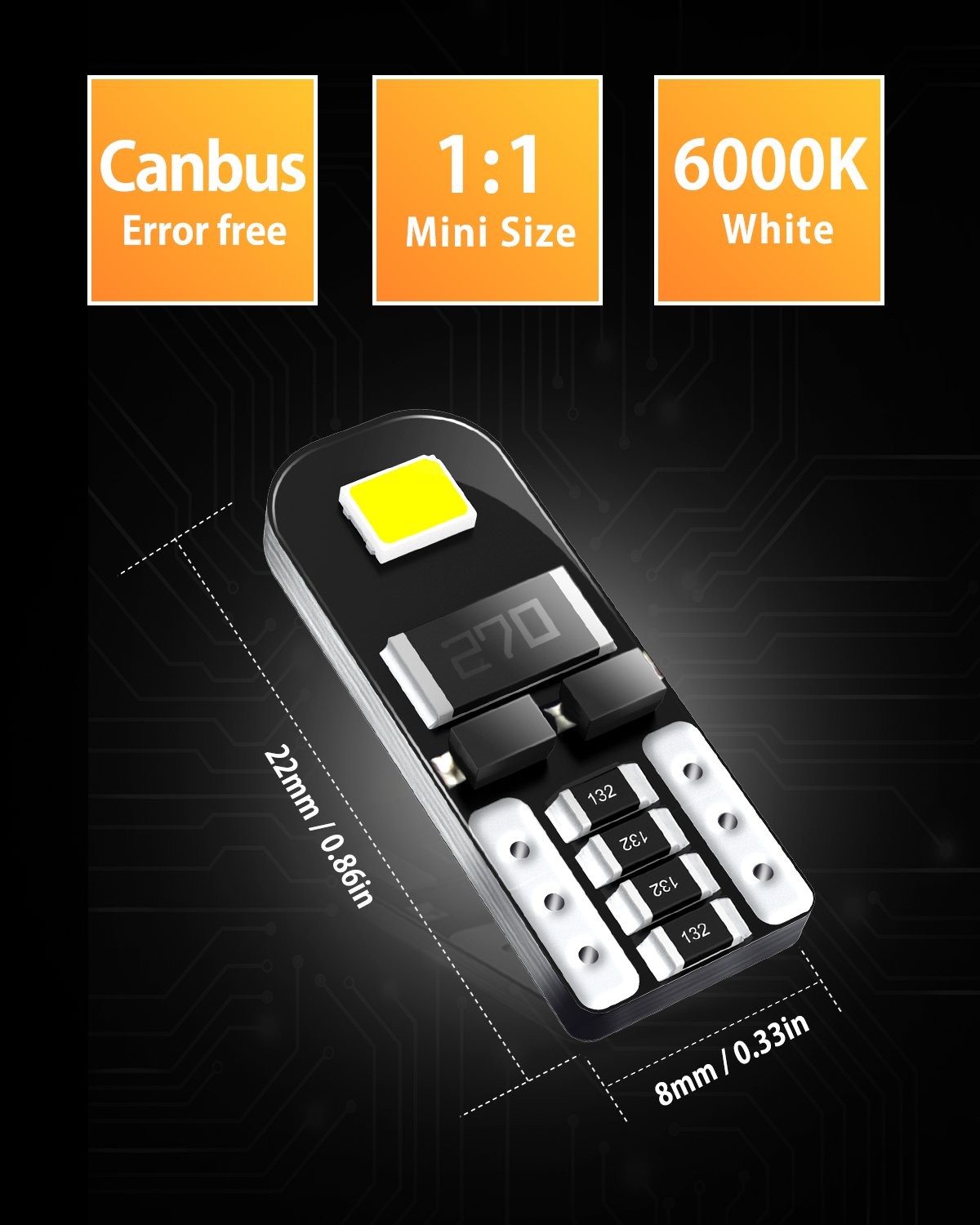 10x T10 168 158 W5W 2835 LED Canbus Error Free Wedge Interior Light Bulb Lamp