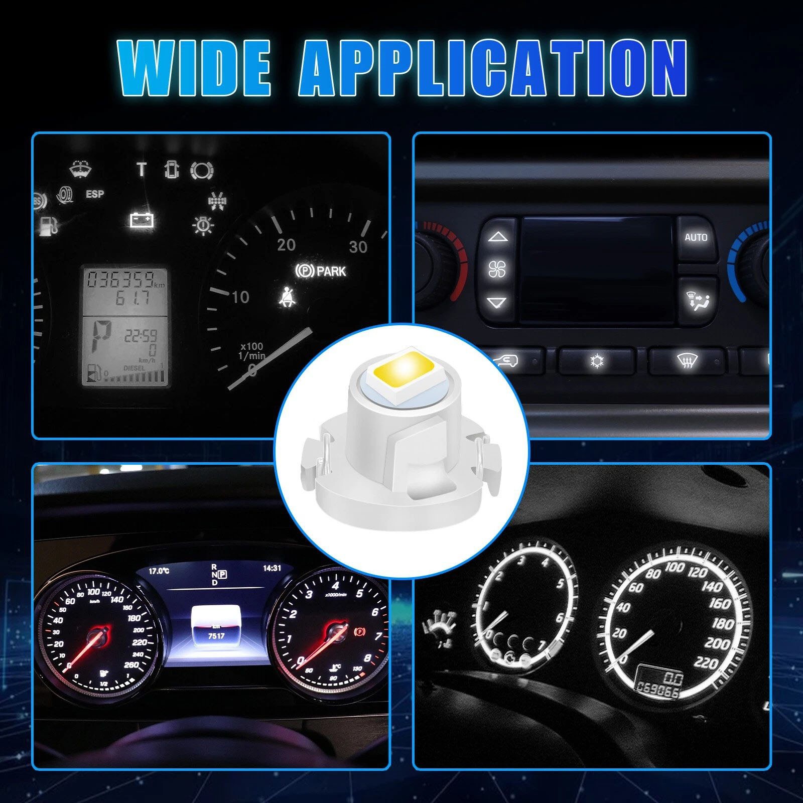 20x 12V DC White T4.2 LED Dash Bulbs for Panel Switch Climate Control Lighting