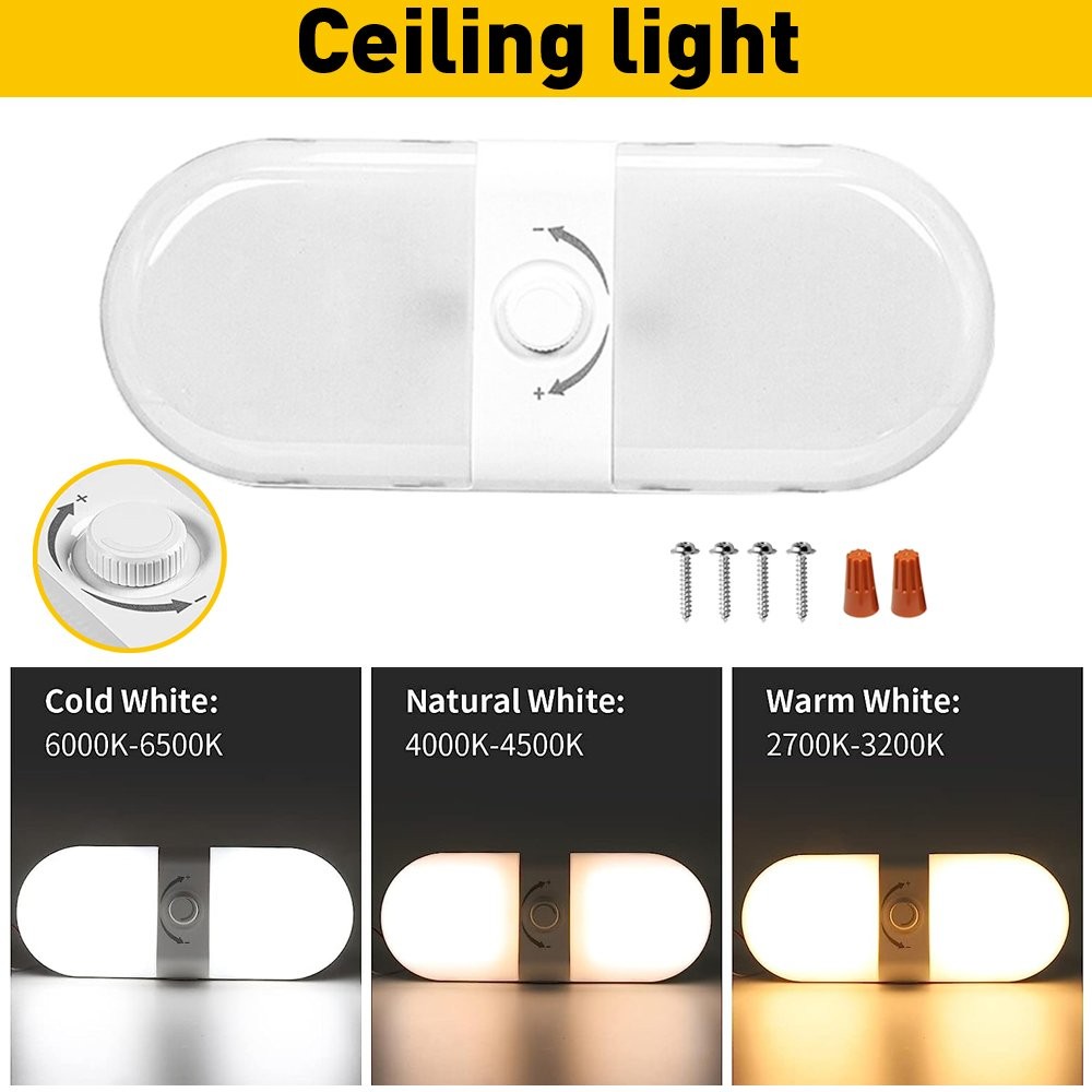 Dimmable 1700LM 3 Color Light Interior 12V24V Ceiling 120Led Dome Lamp RV Camper
